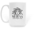 MEDUSA-Stoned Masons, a White Large Coffee Mug (back-view)