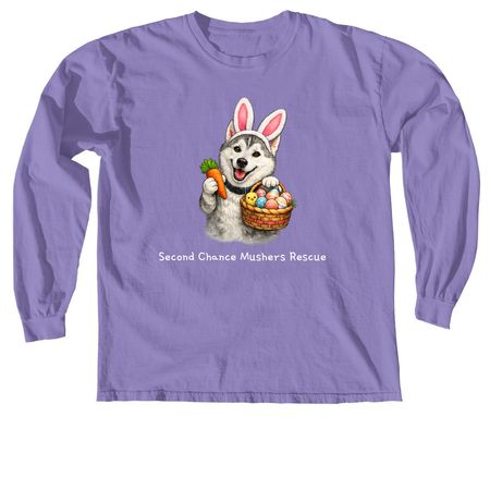 Hoppy Easter, a Violet Comfort Colors Long Sleeve Tee