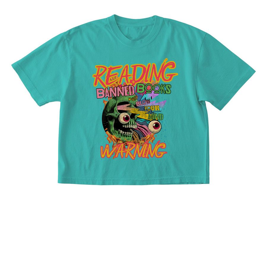 READING BANNED BOOKS will BLOW YOUR MIND, a Chalky Mint Comfort Colors Boxy Tee
