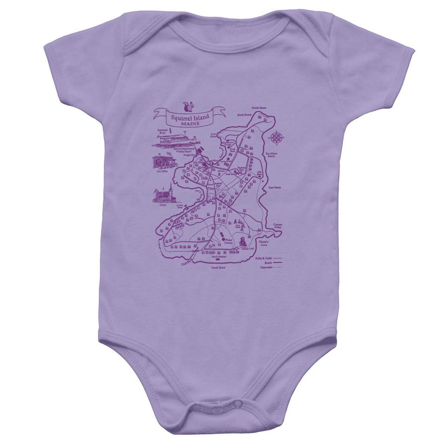 2026 PurpleSquirrel Island Map Onesie, a Lavender Infant Onesie