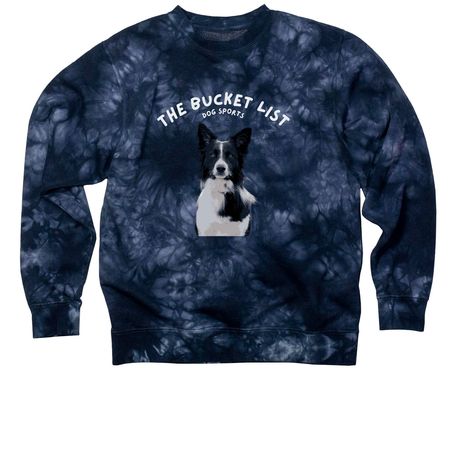 Portrait Tie Dyes (White Text)&nbsp;, a Navy Tie Dye Crewneck Sweatshirt