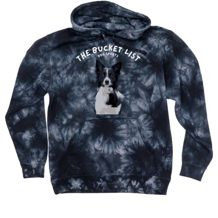 Portrait Tie Dyes (White Text)&nbsp;, a Black Tie Dyed Pullover Hoodie