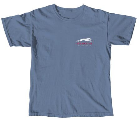 White and Red Logo, a Blue Jean Comfort Colors Unisex Tee