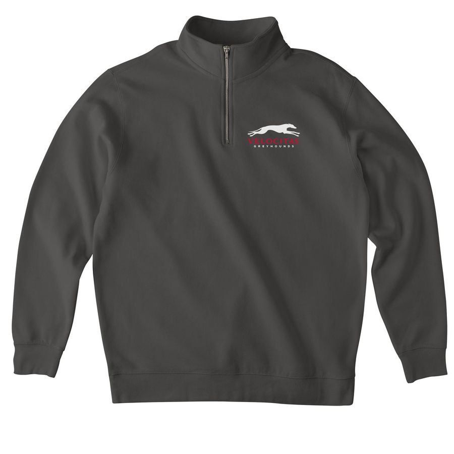 White and Red Logo, a Asphalt Midweight Quarter Zip Pullover