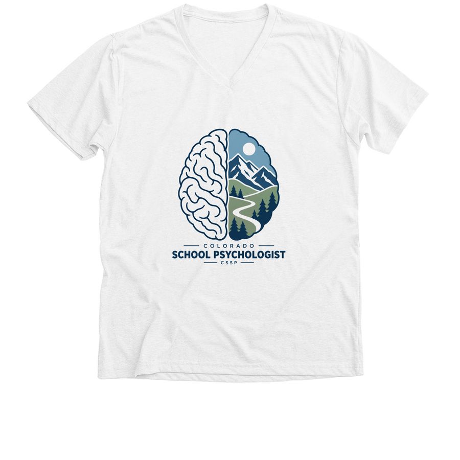 Colorado School Psychologist: Mind & Mountain, a Solid White Blend Premium V-Neck Tee