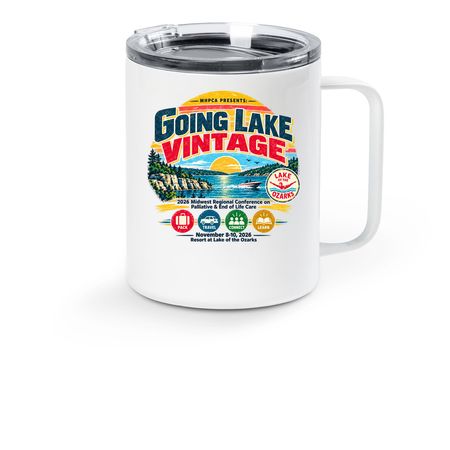 Going Lake Vintage Travel Mug, a White Stainless Steel Travel Mug