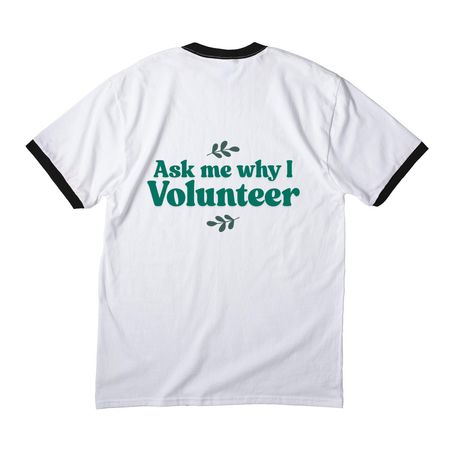 First Step Volunteer, a White/ Jet Black Cotton Ringer Tee