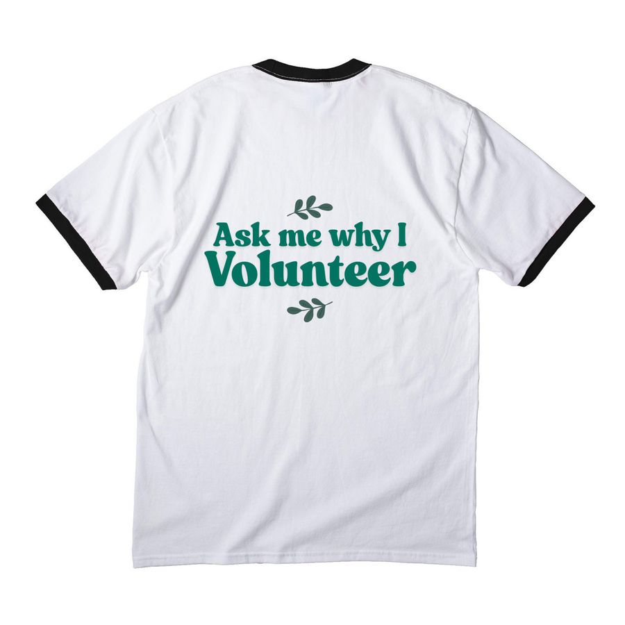 First Step Volunteer, a White/ Jet Black Cotton Ringer Tee