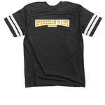 We Are The Clips Collection, a Vintage Smoke / White Football Jersey Tee (back-view)