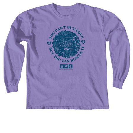 Can't Buy Me Love, a Violet Comfort Colors Long Sleeve Tee