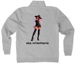 GODS_ PUTANGREYJA, a Dark Grey Heather Nike Women's Club Half Zip Pullover (back-view)