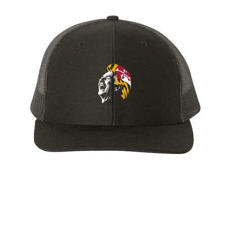 MD Del Hat '25, a Black Printed Snapback Trucker Cap