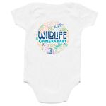 Camera Baby - Infant, a White Infant Onesie (back-view)