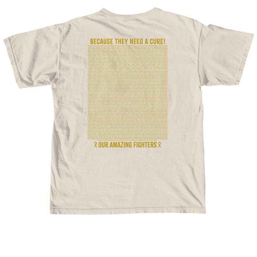 Childhood Cancer Awareness 2024- OAF Shirts, a Ivory Comfort Colors Unisex Tee (back-view)