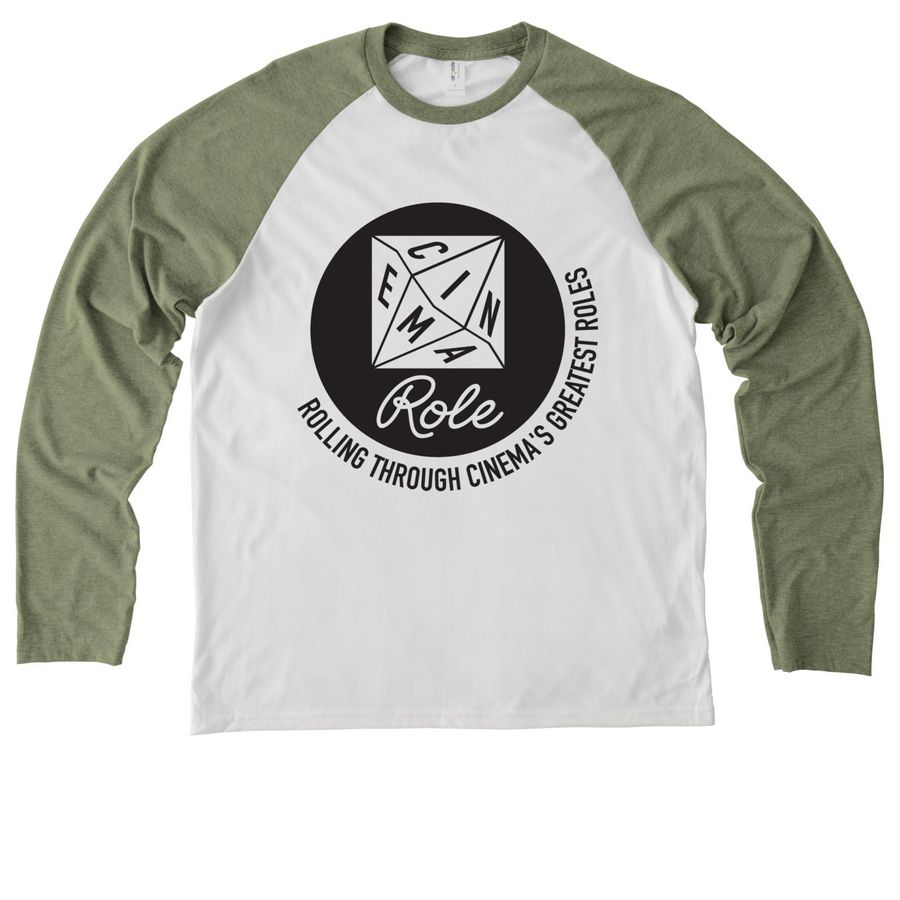 Cinema Role Logo & Tagline, a Olive You Green/ Bright White Allmade Eco Triblend Colorblock Raglan Long Sleeve Tee