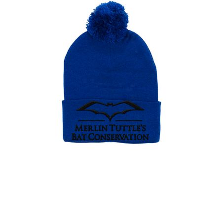 MTBC Hats (black logo), a Royal Pom-Pom Beanie