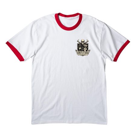 FOOGWLMESABB, a White/ Red Cotton Ringer Tee