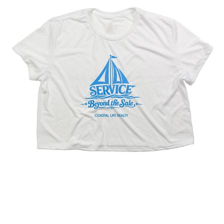 Service Beyond the Sale, a White Women?s Flowy Cropped Tee