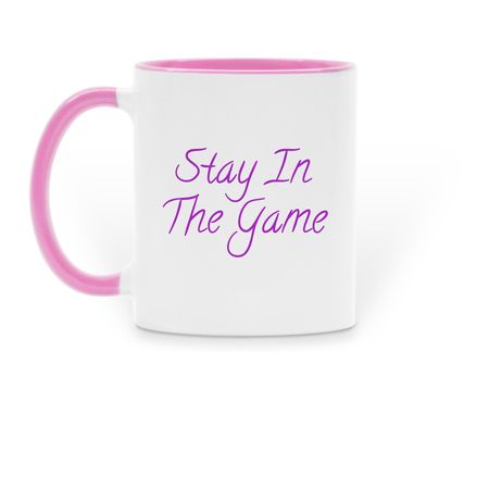 Colored Mug, a Pink Two-Tone Ceramic Mug (back-view)