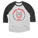 Little Buckets Farm Sanctuary Fundraiser, a Black and Heather White 3/4 Sleeve Baseball Tee