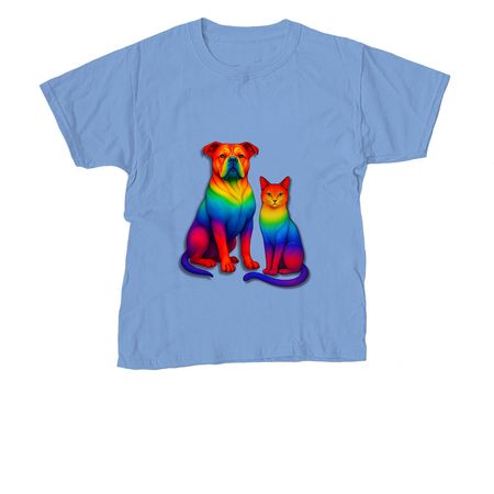 Celebrate Pride - Rainbow Dog & Cat, a Carolina Blue Youth Unisex Tee