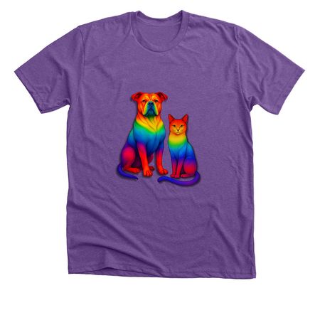 Celebrate Pride - Rainbow Dog & Cat, a Heather Team Purple Premium Unisex Tee