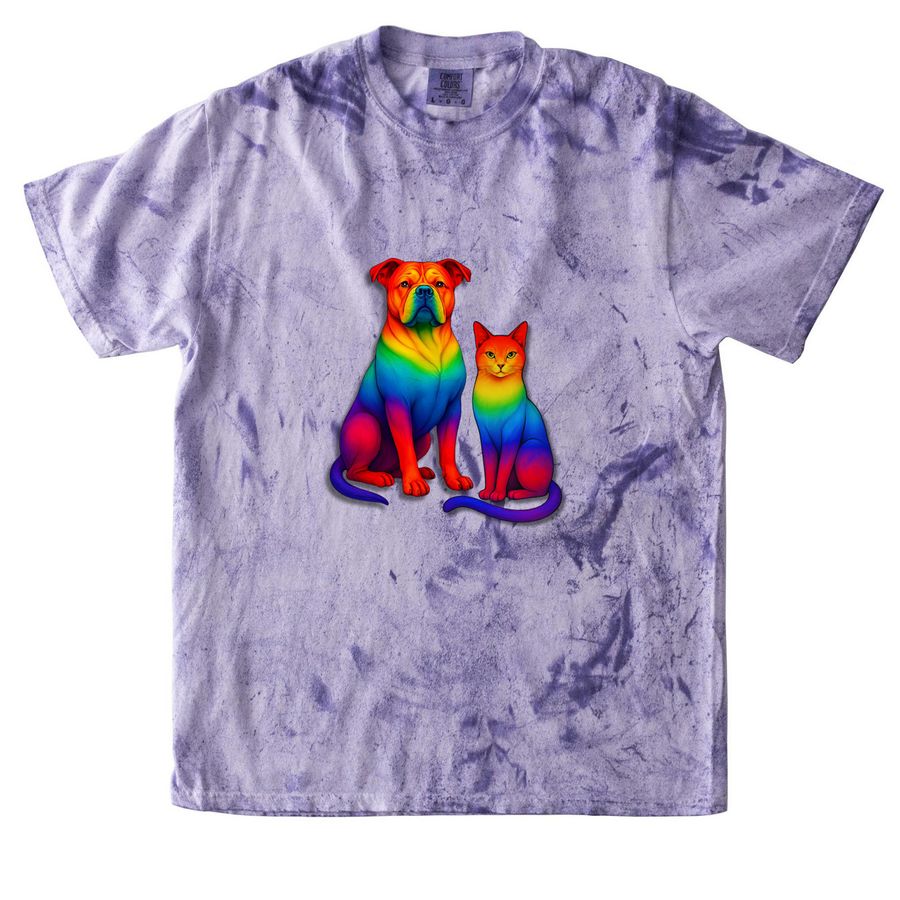 Celebrate Pride - Rainbow Dog & Cat, a Amethyst Comfort Colors Colorblast Tee