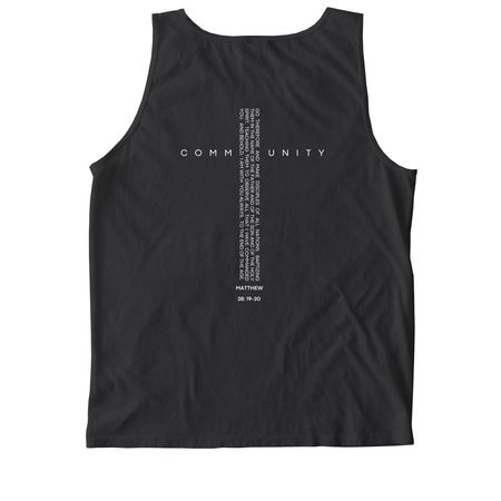 Cartoon Community Involvement, a Black Comfort Colors Tank Top (back-view)