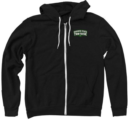 Garden State Tortoise Shield, a Black Zip Up Hoodie
