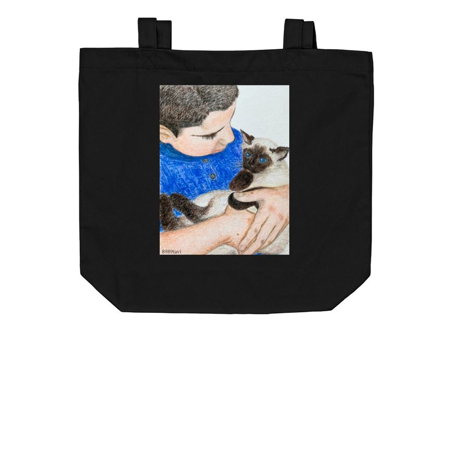 Help Abdullah Feed and Care for Gaza's Strays, a Black Organic Cotton Tote Bag