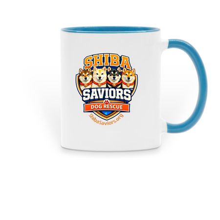 Shiba Saviors Mugs, a Light Blue Two-Tone Ceramic Mug