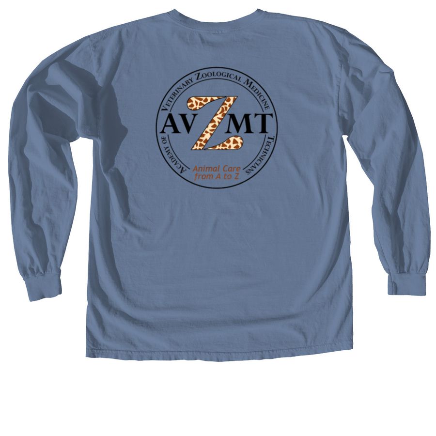 AVZMT with Back Logo, a Blue Jean Comfort Colors Long Sleeve Tee (back-view)