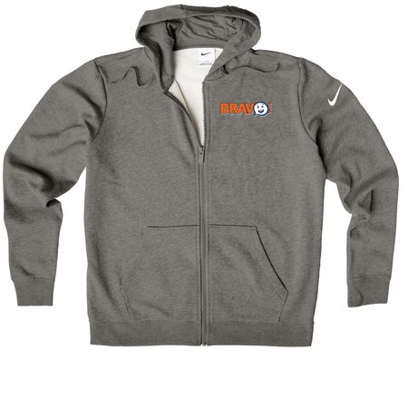 Bravo Hoodies, a Charcoal Heather Nike Women's Club Fleece Zip Up Hoodie