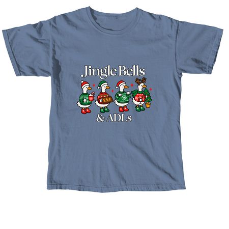 Jingle Bells & ADLs, a Blue Jean Comfort Colors Unisex Tee
