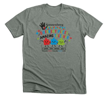 Different Pieces Amazing Together, a Deep Heather Premium Unisex Tee