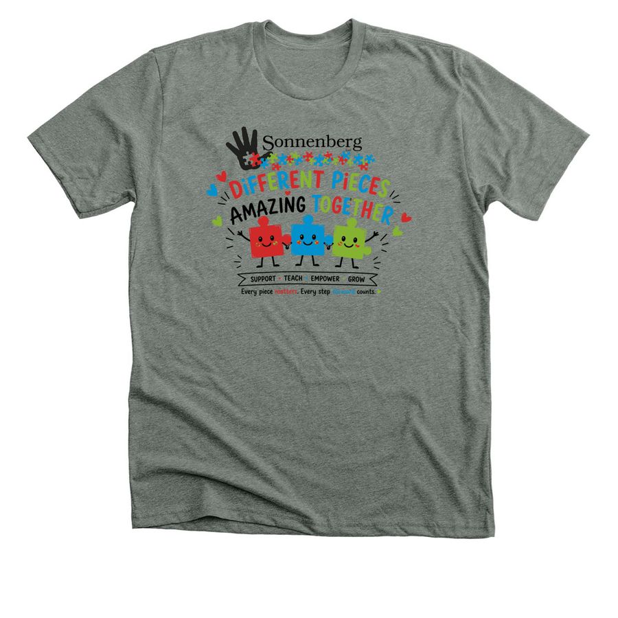 Different Pieces Amazing Together, a Deep Heather Premium Unisex Tee