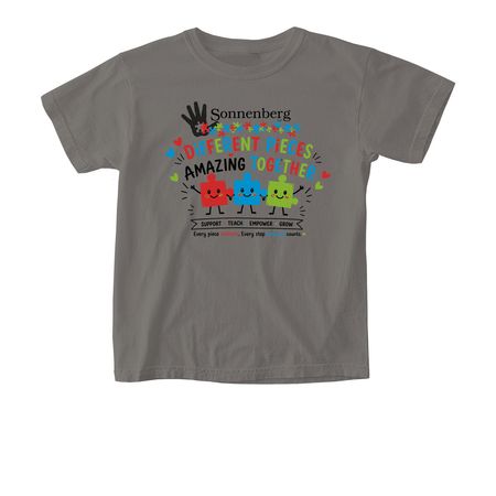 Different Pieces Amazing Together, a Grey Comfort Colors Youth Tee