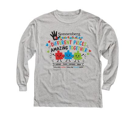 Different Pieces Amazing Together, a Sport Grey Youth Long Sleeve Tee