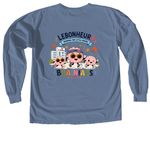 LB Neuro Clinic Pumpkin Run, a Blue Jean Comfort Colors Long Sleeve Tee (back-view)