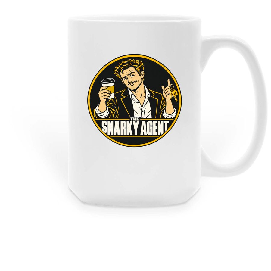 The Snarky Agent | Fueled by Coffee Mug - His, a White Large Coffee Mug