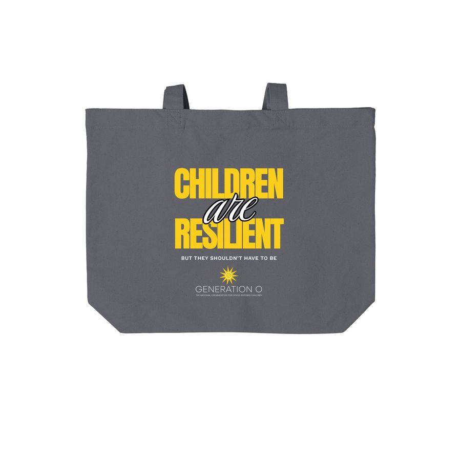 Children Are Resilient Tote, a Storm Grey Cotton Canvas Tote Bag