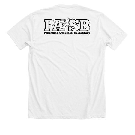 PASB on Broadway RENT!, a Solid White Blend Premium Unisex Tee (back-view)