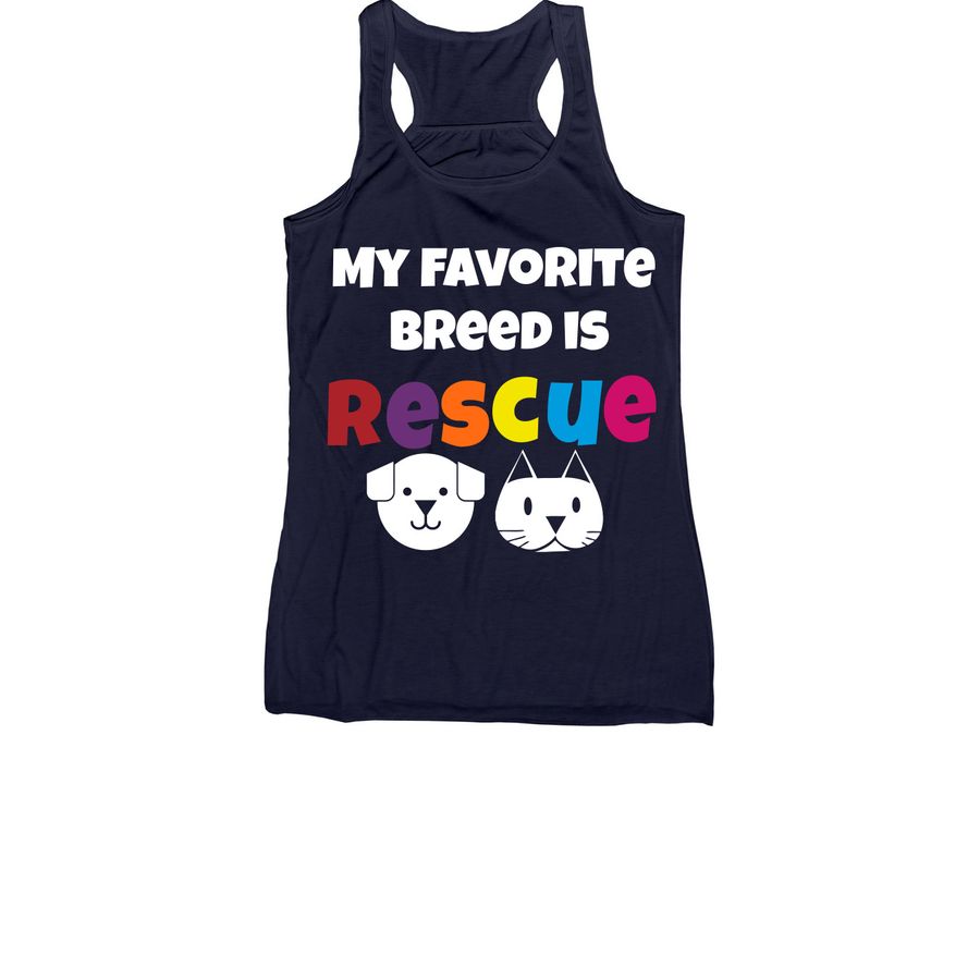 My Favorite Breed is Rescue, a Navy Women's Racerback