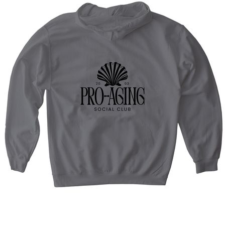 Pro-Aging Social Club, a Charcoal Gildan Softstyle Pullover Hoodie (back-view)