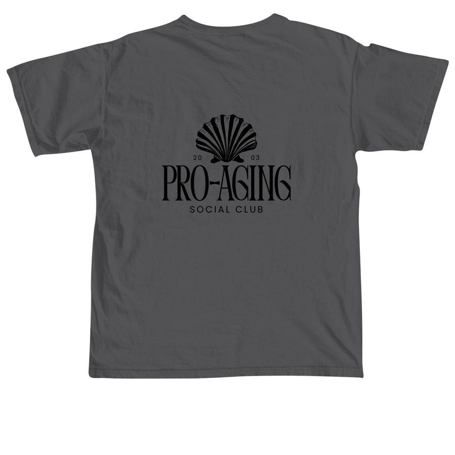 Pro-Aging Social Club, a Pepper Comfort Colors Unisex Tee (back-view)