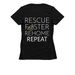 Rescue, Foster, Rehome, Repeat, a Black Women's Slim Fit Tee (back-view)