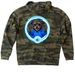 AnywhereCam Owl 4G Inspired Merch, a Forest Camo Heavyweight Camo Pullover Hoodie (back-view)