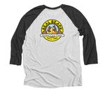 SBACC 3/4 Sleeve Baseball Tee, a Black and Heather White 3/4 Sleeve Baseball Tee (back-view)