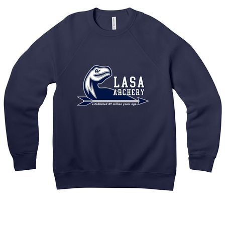 Official LASA archery logo apparel (darks), a Navy Premium Raglan Crewneck Sweatshirt