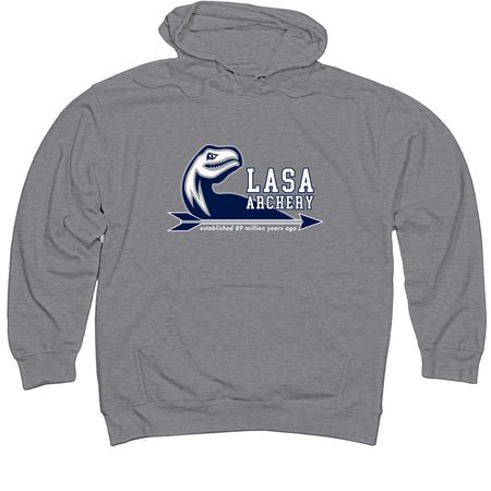 Official LASA archery logo apparel (darks), a Gunmetal Heather Midweight Pullover Hoodie